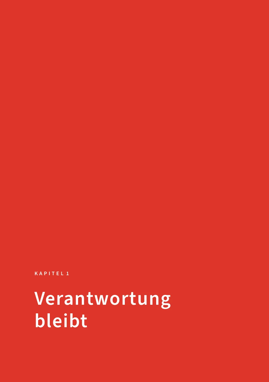 Kapitelauftakt: die ganze Seite in Rot, Nummer und Titel in Weiß am Fuß