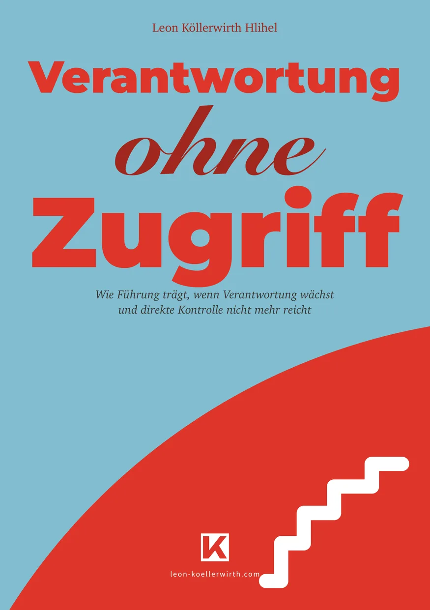 Der Umschlag: blauer Grund, der Titel in Rot, das Wort ohne in Schreibschrift, unten rechts eine weiße Treppe im roten Bogen